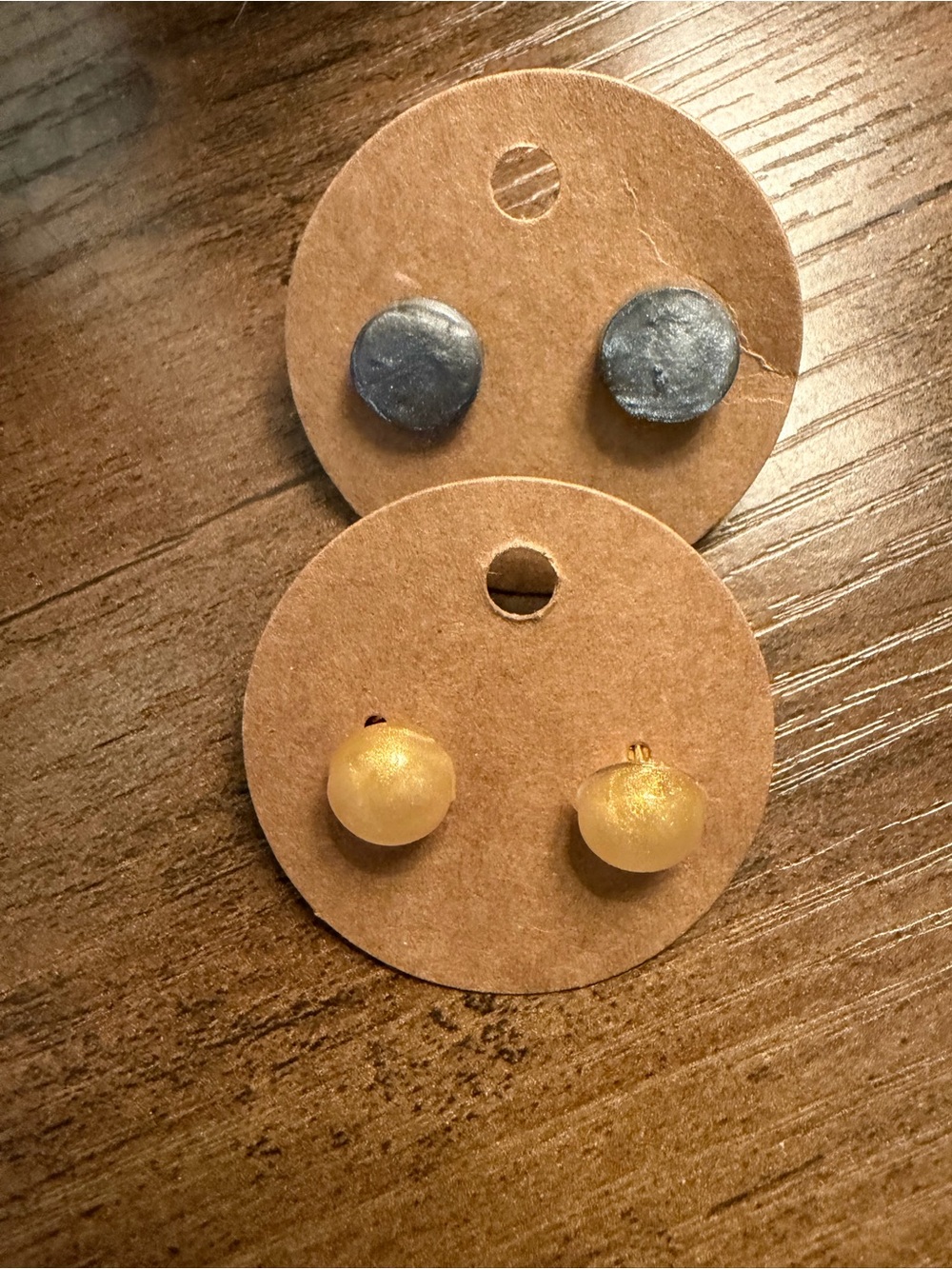 Round Stud Earrings - Gold and Gunmetal Set